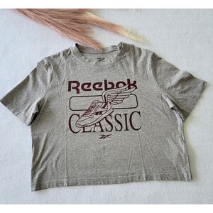 Reebok Womens Sport Printed Tee Size L Color Gray